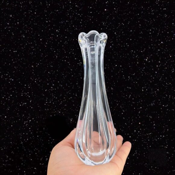 Vintage Orrefors Clear Glass Crystal Vase Hand Made In Sweden Flower Shaped 7.5" - Picture 1 of 13